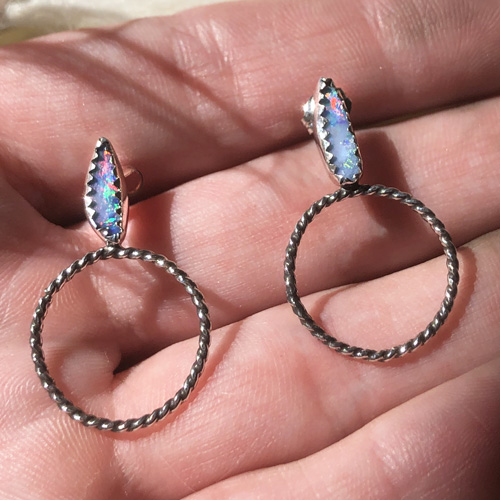 Opal Infinity Hoop Earrings